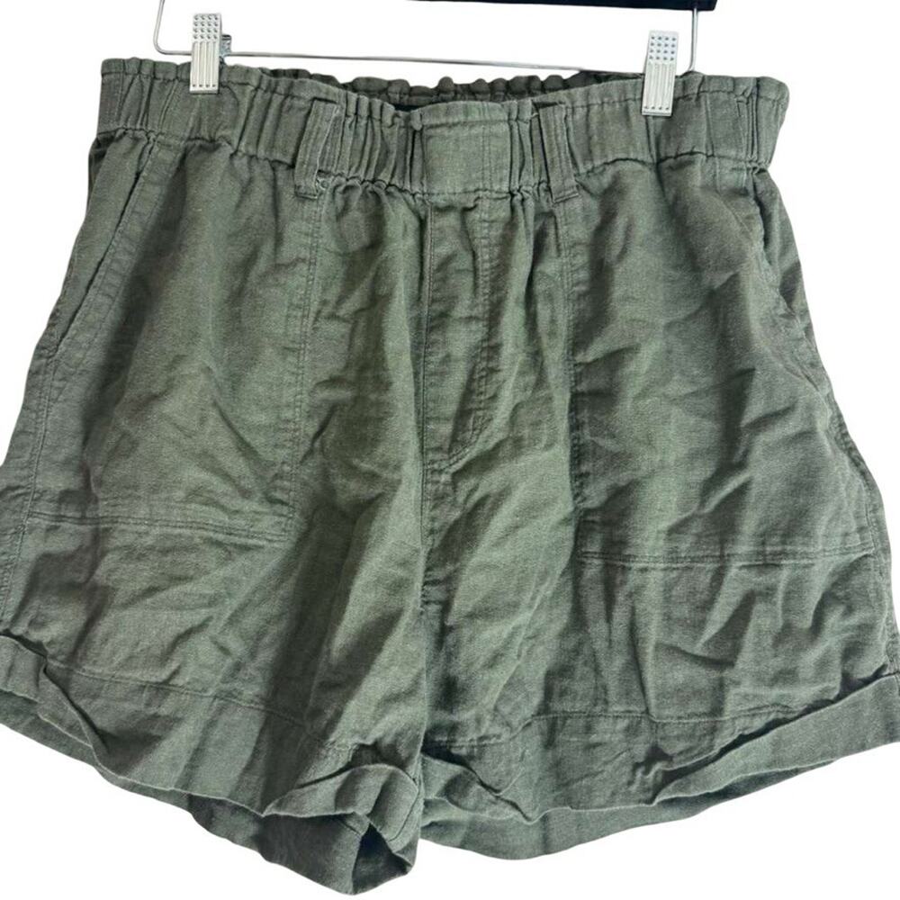 Sanctuary Olive Green High-Waist Paperbag Shorts